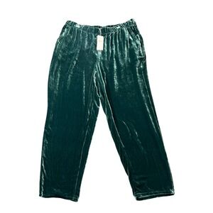 NWT Eileen Fisher Women's XL Velvet High Waist Tapered Leg Pants Green